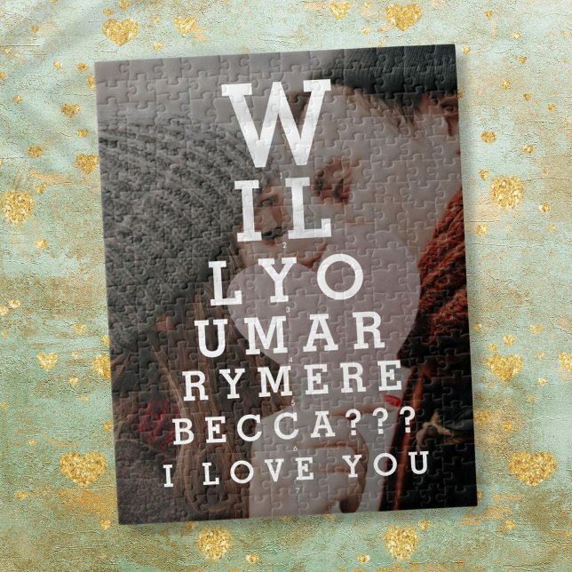 Heiraten Sie mir Foto-Optimiker-Diagramm (Will You Marry Me Marriage Photo Optician Chart Jigsaw Puzzle)