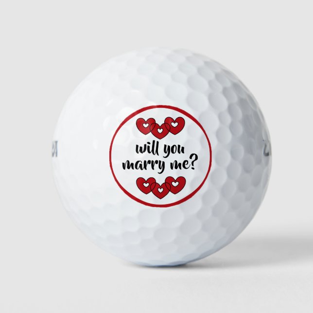heiraten Sie mir Golfbälle von dalDesignNZ (Vorderseite)