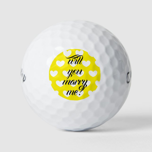 heiraten Sie mir Golfbälle von dalDesignNZ (Vorderseite)
