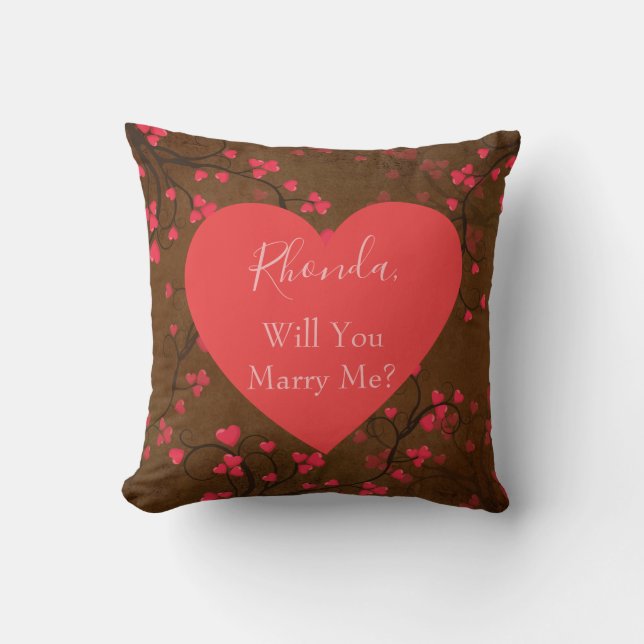 Heiraten Sie mir Herzdesign Kissen (Vorderseite)