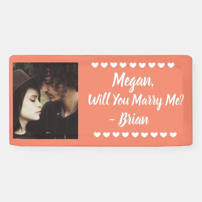 Heiraten Sie mir Individuelle Name und Foto Banner (Horizontal)