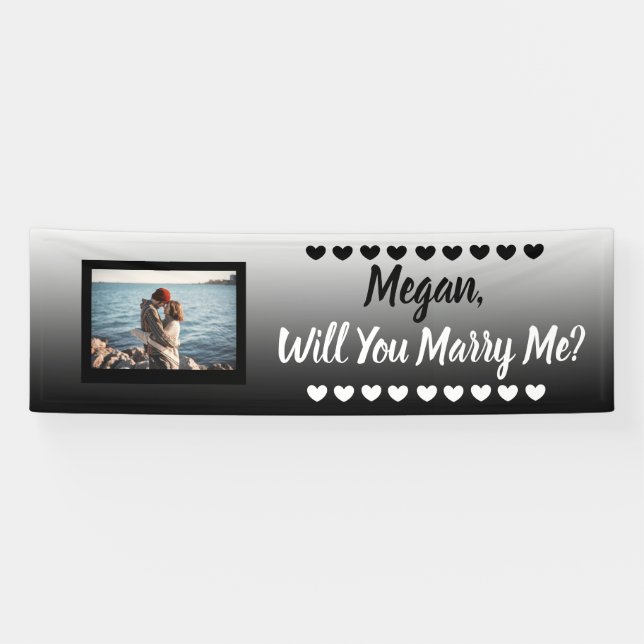Heiraten Sie mir Individuelle Name und Foto Banner (Horizontal)