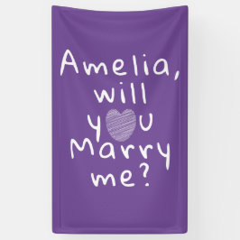 Heiraten Sie mir Lila romantischen Vorschlag Banner