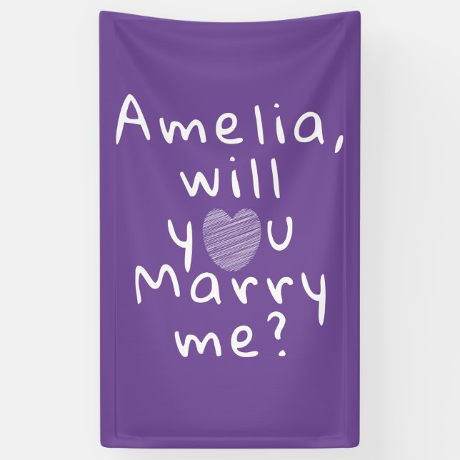 Heiraten Sie mir Lila romantischen Vorschlag Banner (Vertikal)