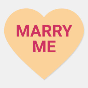 Heiraten Sie mir Orange niedlich Valentinstag Konv Herz-Aufkleber