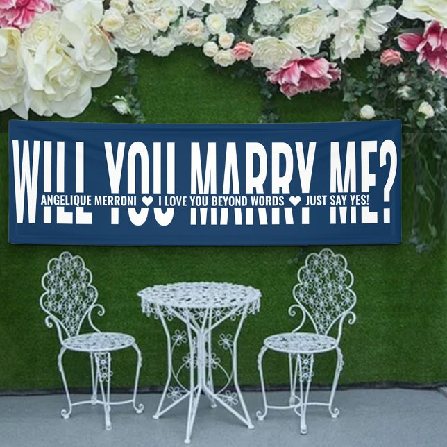 Heiraten Sie mir Personalisierten Vorschlag Blue W Banner (Von Creator hochgeladen)