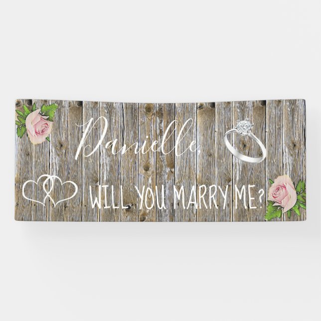 Heiraten Sie mir Romantischer Vorschlag Unterschre Banner (Horizontal)