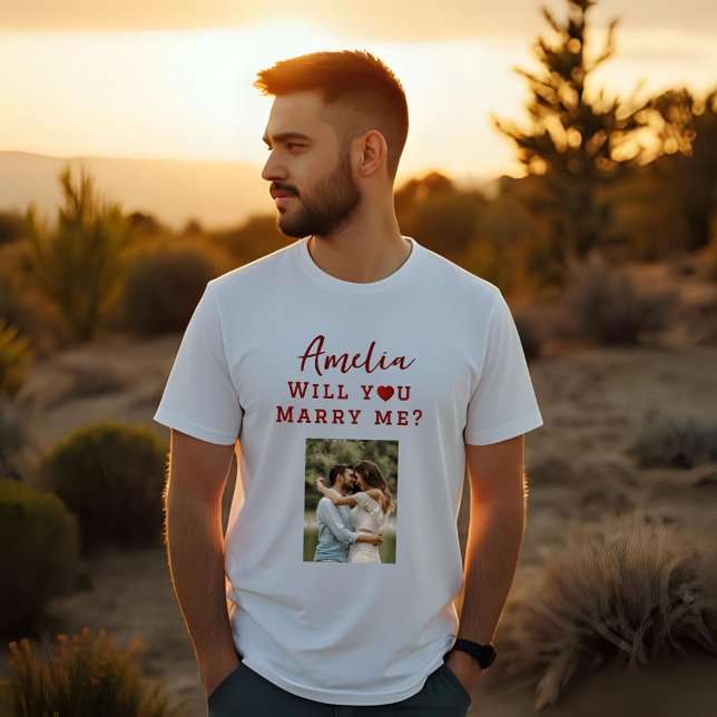 Heiraten Sie mir Romantisches Foto T-Shirt (Von Creator hochgeladen)