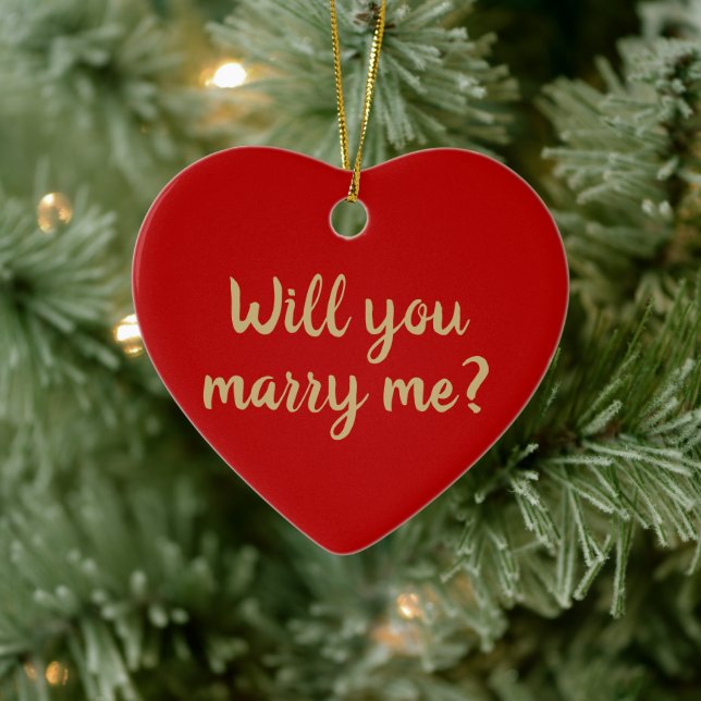 Heiraten Sie mir roten Vorschlag Weihnachten Keramik Ornament (Baum)