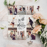 Heiraten Sie mir Skript & Custom Foto Collage Puzzle<br><div class="desc">Pop die Frage, mit unserem lustigen und trendigen, werden Sie mich heiraten? maßgeschneiderte 8-Foto-Layout-Puzzle. Unser Design bietet ein 8-Foto Collage Design, um Ihre eigenen Fotos zu zeigen. "Heiraten Sie mich?" ist in einem trendigen, weißen typografischen Design entworfen, das in der Mitte des Puzzles angezeigt wird. Angepasst mit dem Namen des...</div>