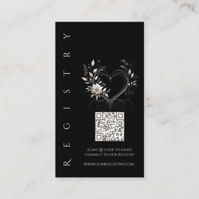 Heiraten von Registry-White-Blume mit Herz Visitenkarte (Vorderseite)