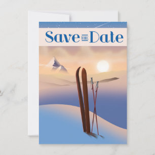 Heiratetag Merken Hochzeit Vintage Ski Einladung