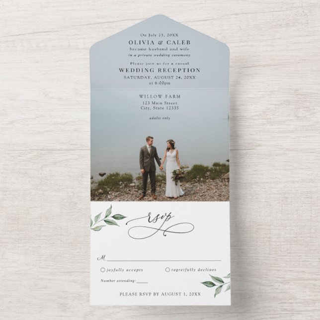 Heiratsankündigung Hochzeitsempfang in einem All In One Einladung (Innen Boden)