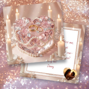 Heiratsantrag   Kristalliner Herz-Kuchen und Ringe Karte