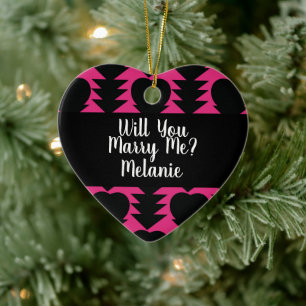 Heiratsantrag Ornament - Wirst du Schwarz Weiß Tri