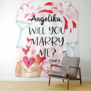 Heiratsantrag Willst du mich heiraten? Benutzerd Wandteppich