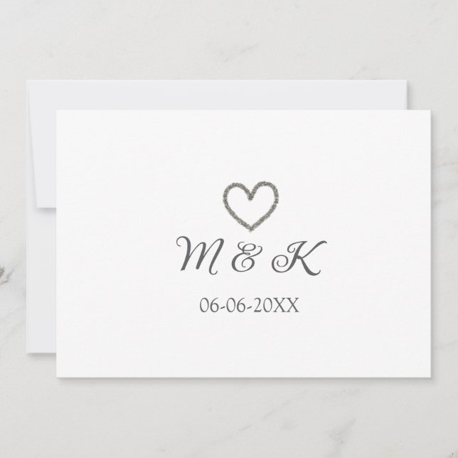 Heiratsbrief für Silberherz, modern Einladung (Vorderseite)