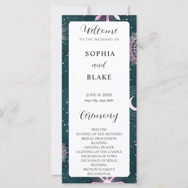 Heiratsprogramm für Schwarz und Rosa (Vorderseite)