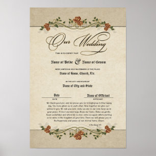 Heiratsurkunde Hochzeit-(Dekoratives Andenken) Poster