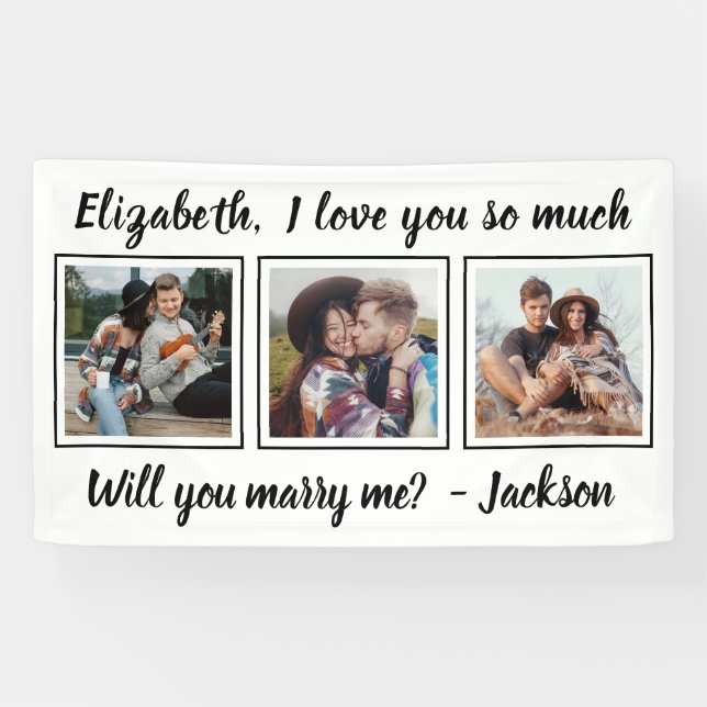 Heiratsvorschlag 3 Foto Schwarz und Weiß heiraten Banner (Horizontal)