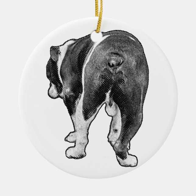 Heirloom Bulldog mit Starry Dots Keramik Ornament (Vorne)