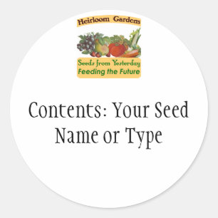 Heirloom Gardens Custom Seed Packet Étiquettes