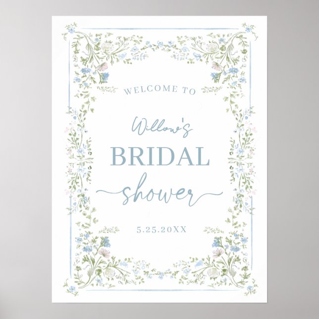 Heirloom Hydrangea Bridal Shower Welcome Poster (Devant)