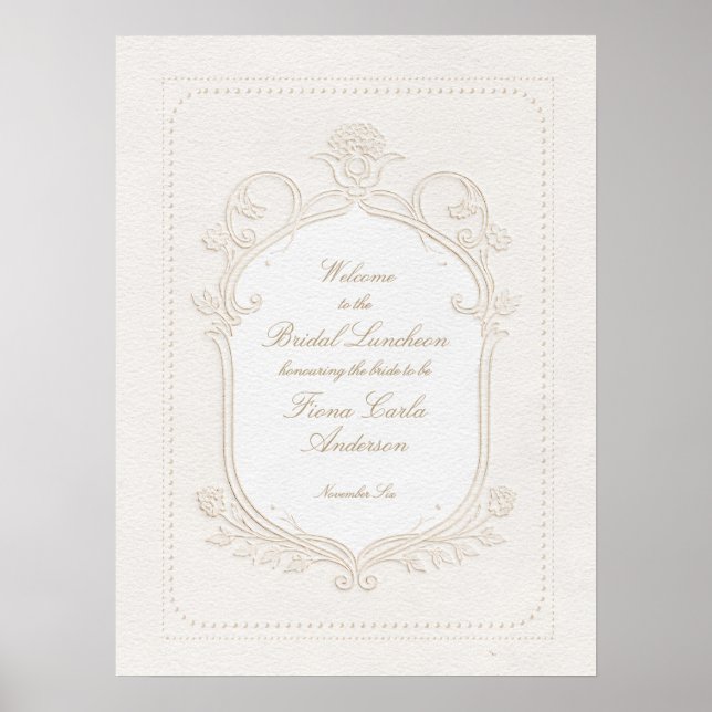 Heirloom Rococo Bridal Luncheon Shower Welcome Poster (Vorne)