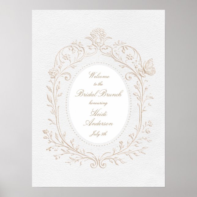 Heirloom Rococo Bridal Shower Brunch Welcome Sign Poster (Vorne)