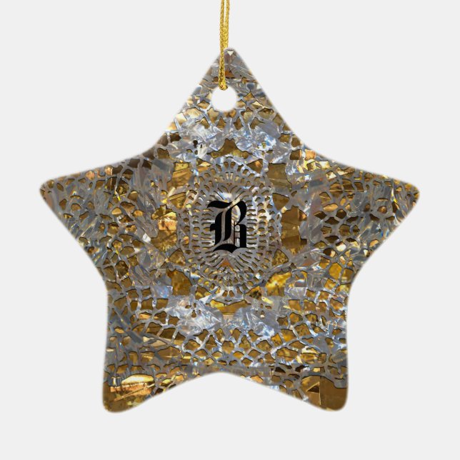 Heirloom-Stern-elegantes Monogramm Keramikornament (Vorne)