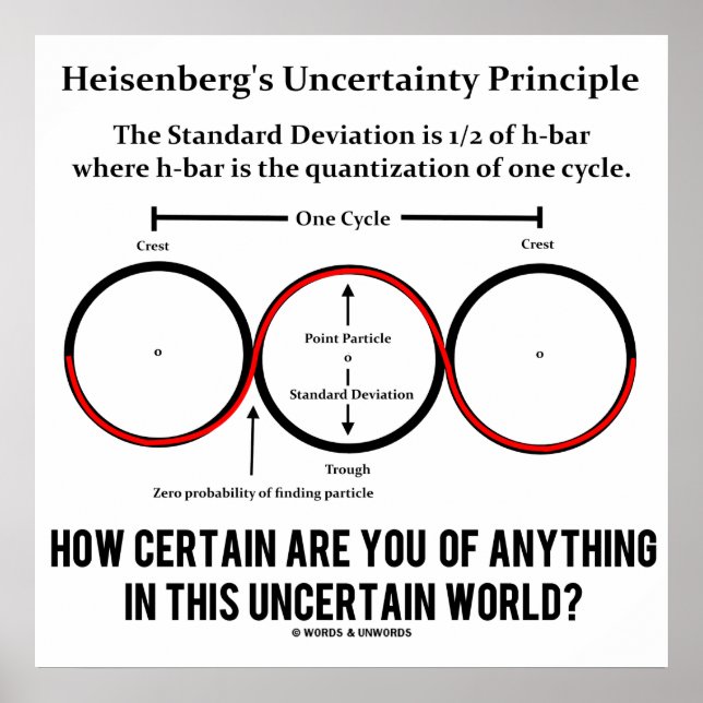 Heisenbergs Grundsatz der Unsicherheit Physik-Spaß Poster (Vorne)