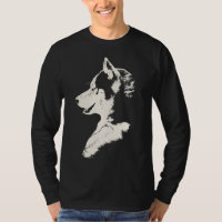 Heisere Shirt-Wolf-Kunst-lange