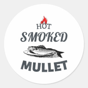 Heiß geräucherte Mullet-Grillen Fisch Gekochte Mee Runder Aufkleber