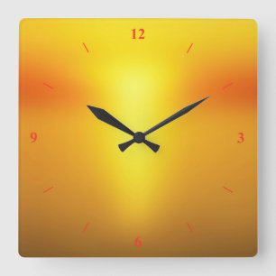 Heiß Orange. Quadratische Wanduhr