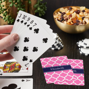 Heiß Rosa2 Wht Marokkanisch #5 Navy Blau Name Mono Spielkarten