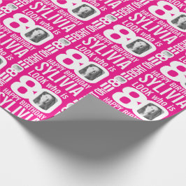 Heiß rosa 80. Geburtstag aussehen 80 Foto-Name Geschenkpapier