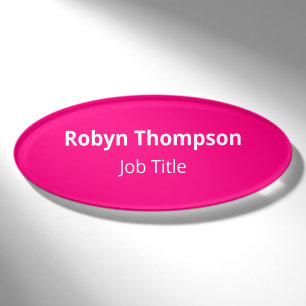 Heiß Rosa Acryl Oval Namensschild Magnetisch Moder Namenschild