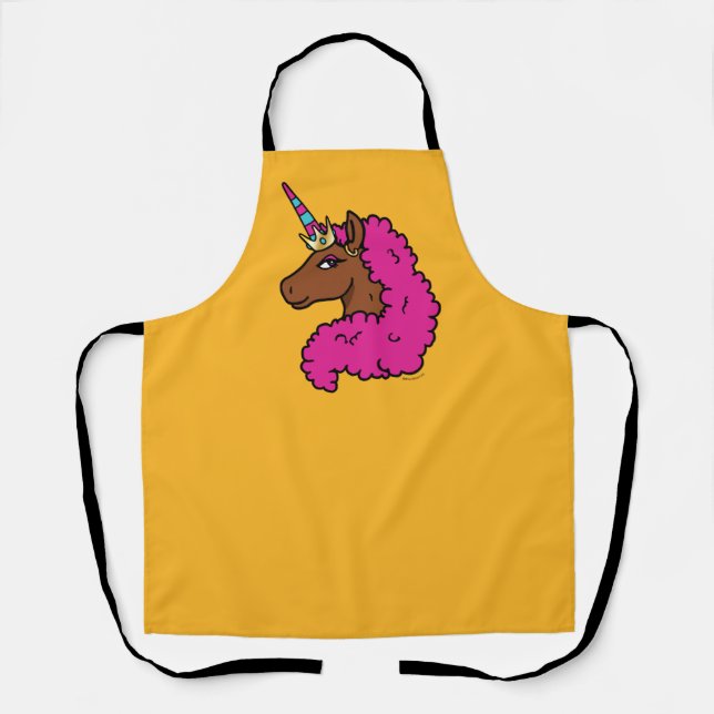 Heiß rosa Afro Einhorn Schürze (Vorderseite)