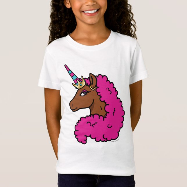 Heiß rosa Afro Einhorn T-Shirt (Vorderseite)