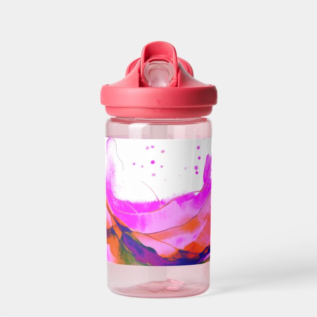 Heiß rosa Aquarellfarben Trinkflasche (Vorne)