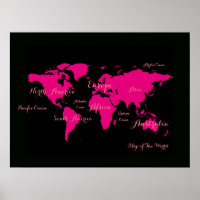 heiß rosa Atlas . Karte der Welt mädchenhaft