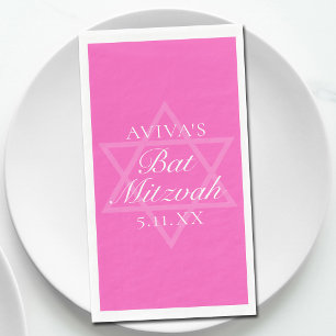 Heiß rosa Bat Mitzvah-Party Stern Davids individue Serviette