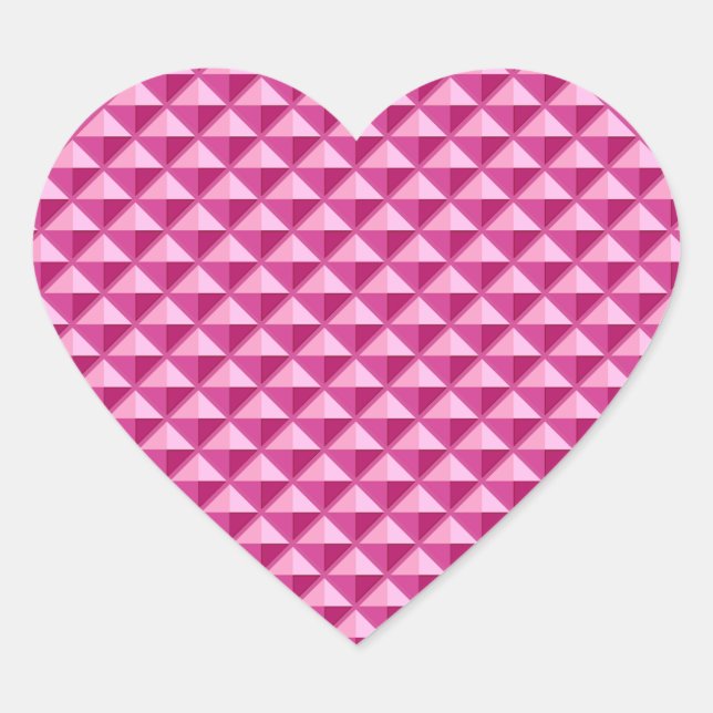 Heiß rosa, Emaille-Look, gekleidetes Gitter Herz-Aufkleber (Vorderseite)
