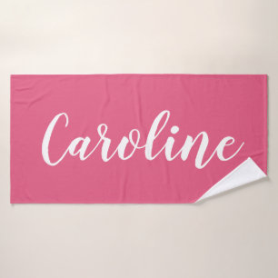 Heiß Rosa Fett Schrift Personalisierter Name Badez Badhandtuch Set