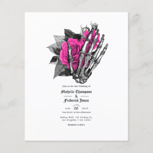Heiß-rosa, florale Gotische Hochzeitseinladung Flyer
