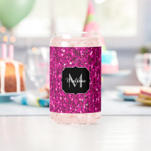 Heiß rosa funkeln Mädchen-Bling Individuelle Monog Dosenglas