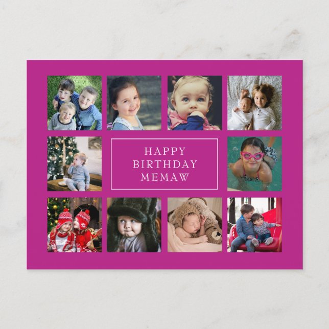 Heiß rosa Geburtstagsfoto Collage Geburtstag Postkarte (Vorderseite)