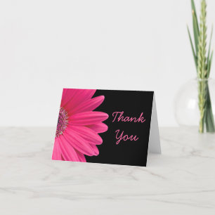 Heiß rosa Gerbera (Gerber) Daisy Schwarzes Dankesc Dankeskarte