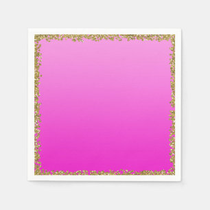Heiß Rosa getaucht Gold Glitter Glam Funkel Party Serviette