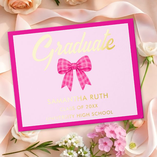 Heiß Rosa Gingham-Schleife Abschlussfeier Gästebuch (Von Creator hochgeladen)